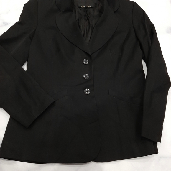 Escada Black Wool Blazer Size 40 - Picture 2 of 7